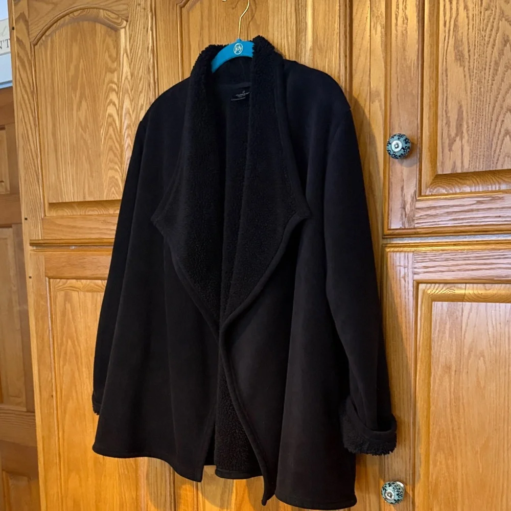 Cuddl Duds Black Open Front Jacket - Picture 1 of 6